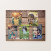独自の粗野な木材ファミリの写真コラージュを作成 ジグソーパズル (横)