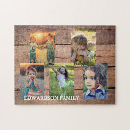 独自の粗野な木材ファミリの写真コラージュを作成 ジグソーパズル