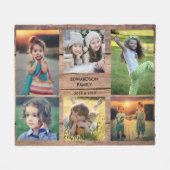 独自の粗野な木材ファミリの写真コラージュを作成 フリースブランケット (正面(横))