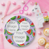 独自の紙フォト文字スイカを作成 ペーパープレート (パーティー)