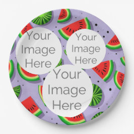 独自の紙フォト文字スイカを作成 ペーパープレート