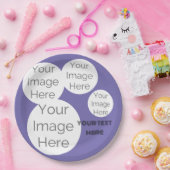 独自の紙フォト文字テンプレート紫を作成 ペーパープレート (パーティー)