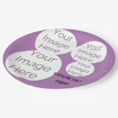 独自の紙フォト文字テンプレート紫を作成 ペーパープレート (アングル)