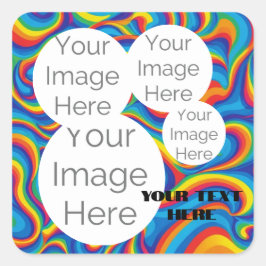 独自の紙フォト文字テンプレート虹を作成 スクエアシール