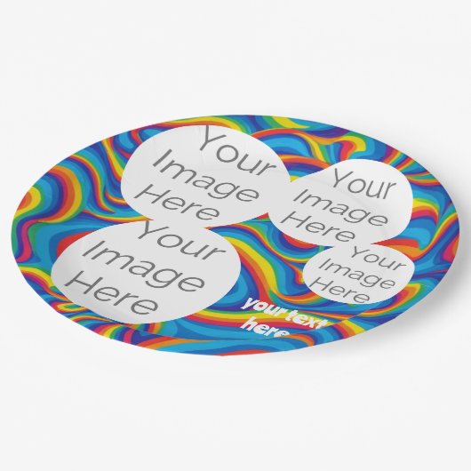 独自の紙フォト文字テンプレート虹を作成 ペーパープレート (アングル)