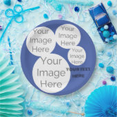 独自の紙フォト文字テンプレート青を作成 ペーパープレート (パーティー)