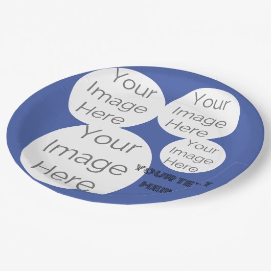 独自の紙フォト文字テンプレート青を作成 ペーパープレート (アングル)