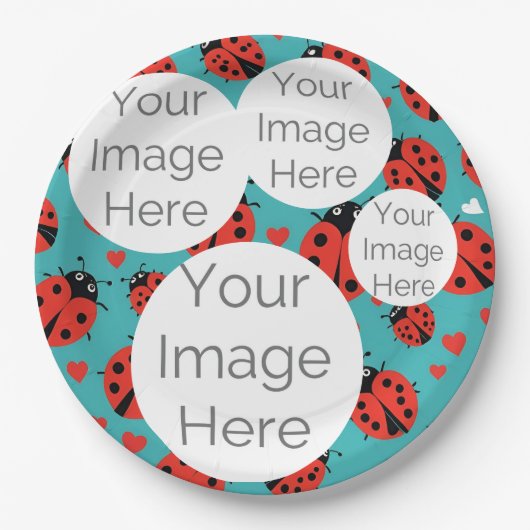 独自の紙フォト文字テンプレートladybugを作成 ペーパープレート (正面)