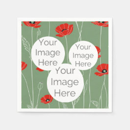 独自の紙写真文字テンプレートポピー花を作成 スタンダードカクテルナプキン