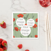 独自の紙写真文字テンプレートポピー花を作成 スタンダードカクテルナプキン (インサイチュ)