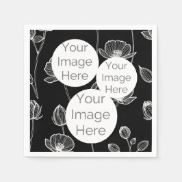 独自の紙写真文字テンプレートポピー花を作成 スタンダードカクテルナプキン