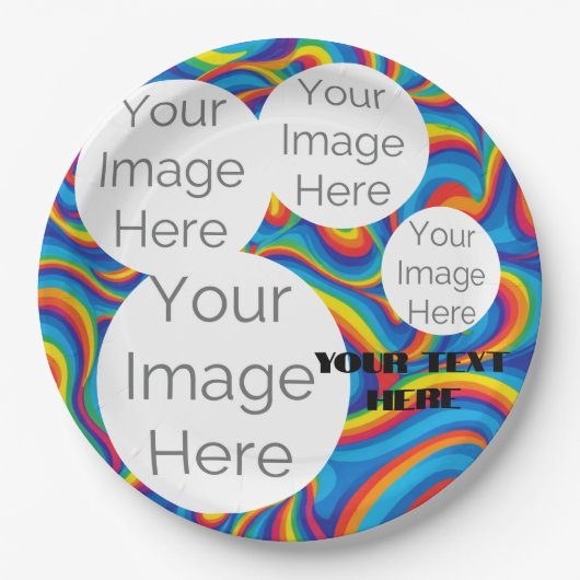 独自の紙文字テンプレート虹の写真を作成 ペーパープレート (正面)