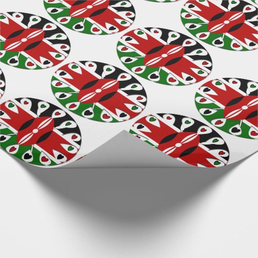 独自の素敵なカラフルケニアハートの作成 ラッピングペーパー (角)