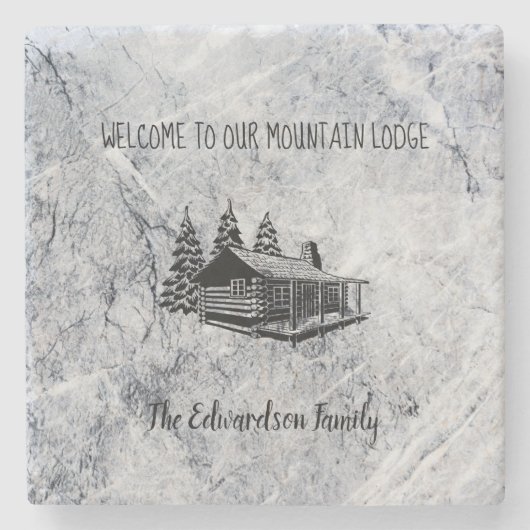 独自の素朴なファミリーマウンテンロッジイメージを作成 ストーンコースター (正面)