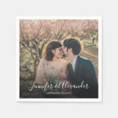 独自の素朴な写真を結婚作成 スタンダードカクテルナプキン (正面)