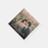 独自の素朴な写真を結婚作成 スタンダードカクテルナプキン (角)