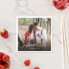 独自の素朴な写真国の結婚式を作成する スタンダードカクテルナプキン