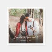 独自の素朴な写真国の結婚式を作成する スタンダードカクテルナプキン (正面)