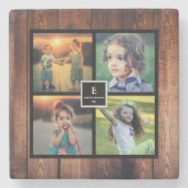 独自の素朴な家族写真コラージュを作成 ストーンコースター (正面)