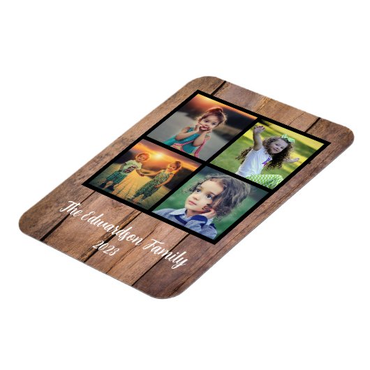 独自の素朴な家族写真コラージュを作成 マグネット (左側)