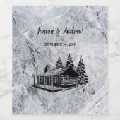 独自の素朴な山のロッジ結婚を作成 ワインラベル (シングルラベル)