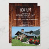 独自の素朴な新しいホーム引っ越し祝いパーティー写真の作成 招待状 (正面/裏面)