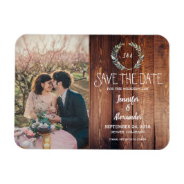 独自の素朴な木のモノグラム写真を作成する マグネット