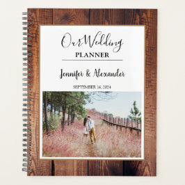 独自の素朴な木の写真のウェディングプランナーを作成 プランナー手帳