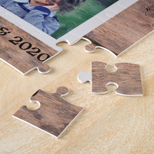 独自の素朴な木の家族の写真のコラージュを作成 ジグソーパズル (側面)