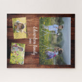 独自の素朴な木の家族の写真のコラージュを作成 ジグソーパズル (横)