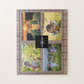 独自の素朴な木の家族の写真のコラージュを作成 ジグソーパズル (縦)