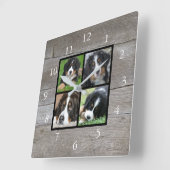 独自の素朴な木の家族の写真のコラージュを作成 スクエア壁時計 (傾斜)