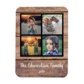 独自の素朴な木の家族の写真のコラージュを作成 マグネット (縦)