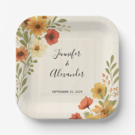 独自の素朴な水の色のフローラ結婚の ペーパープレート