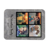 独自の素朴な石の家族の写真コラージュを作成 マグネット (横)