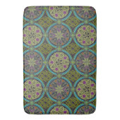 独自の紫の緑の青いダマスクを作成 バスマット (正面縦)