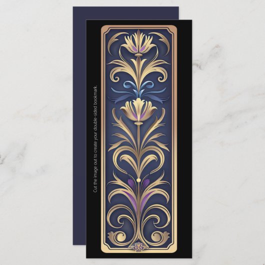 独自の紫の金ゴールドアールデコブックマークの作成 (正面/裏面)
