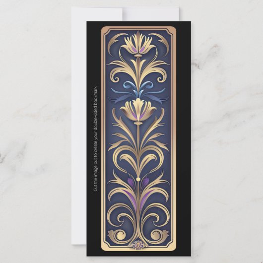 独自の紫の金ゴールドアールデコブックマークの作成 (正面)