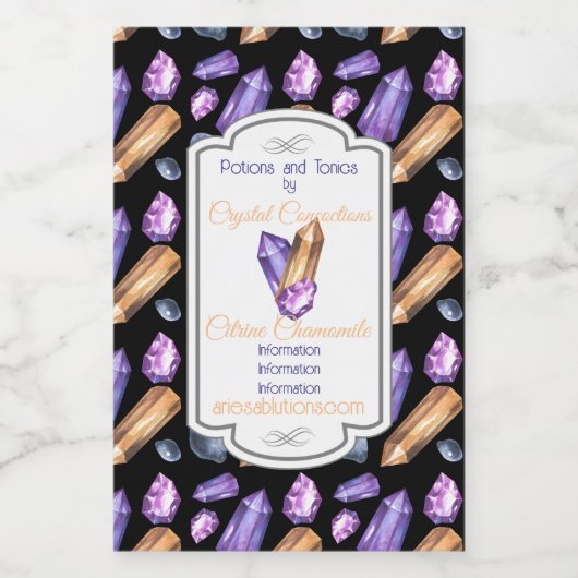 独自の紫色と金ゴールドの結晶を作成 ワインラベル (シングルラベル)