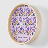 独自の紫色と金ゴールドの結晶を作成 壁時計 (傾斜)