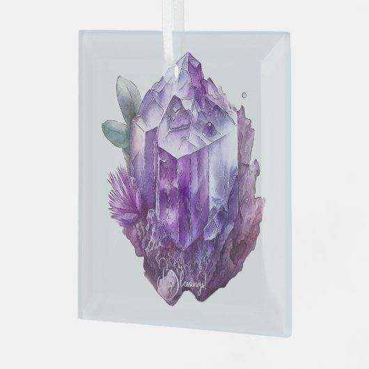 独自の紫色のアメジスト結晶を作成 ガラスオーナメント (正面左)