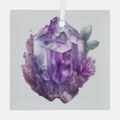 独自の紫色のアメジスト結晶を作成 ガラスオーナメント (裏面)