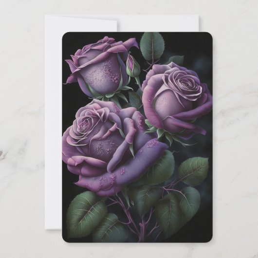 独自の紫色のカスタムバラの作成 招待状 (裏面)