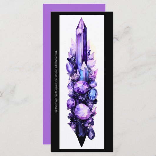 独自の紫色のクリスタルブックマークカードを作成する (正面/裏面)