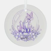 独自の紫色のクリスタルボールと花を作成 ガラスオーナメント (裏面)