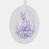 独自の紫色のクリスタルボールと花を作成 ガラスオーナメント (正面右)