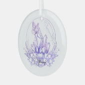 独自の紫色のクリスタルボールと花を作成 ガラスオーナメント (正面左)