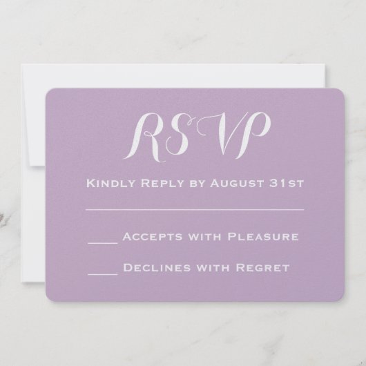 独自の紫色のグリッター結婚式RSVPの作成 招待状 (正面)