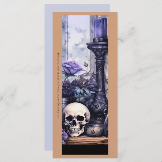 独自の紫色のゴシック魔法ブックマークを作成 (正面/裏面)