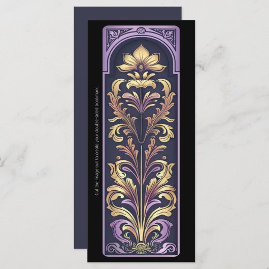 独自の紫色のゴールデンアールデコブックマークの作成 (正面/裏面)